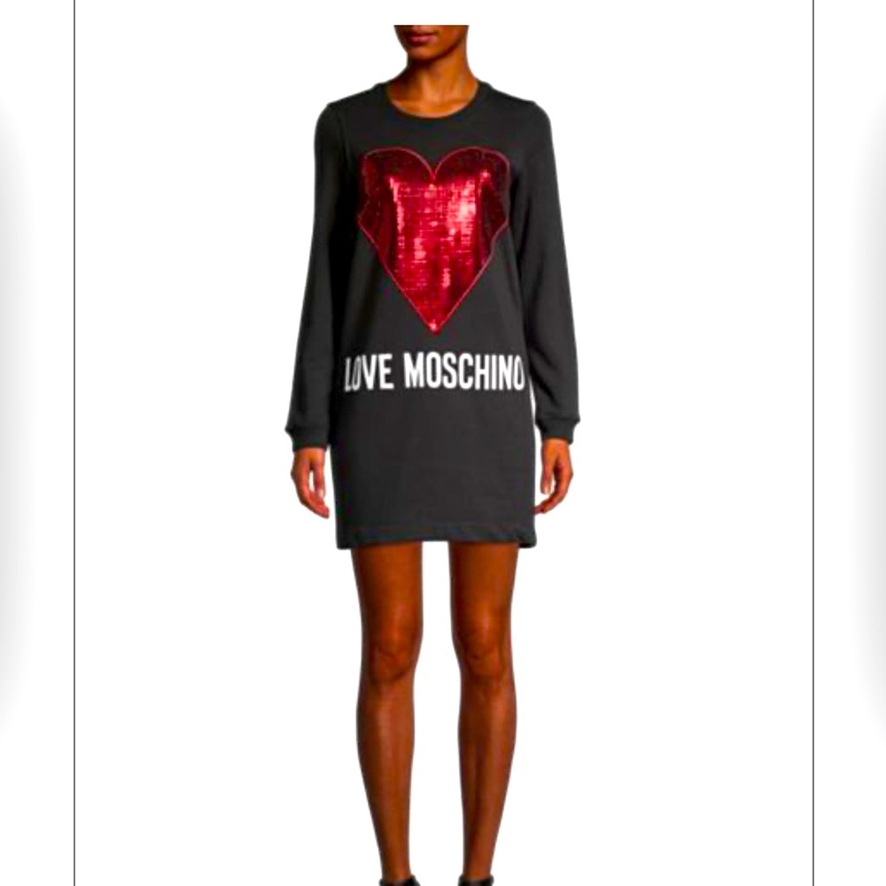 New with tags authentic LOVE MOSCHINO shiny Embellished Heart T-Shirt Dress